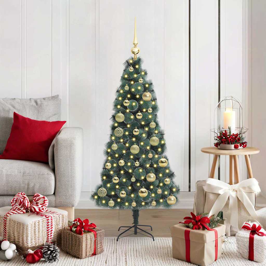 Künstlicher vorbeleuchteter Weihnachtsbaum mit Kugelset Grün