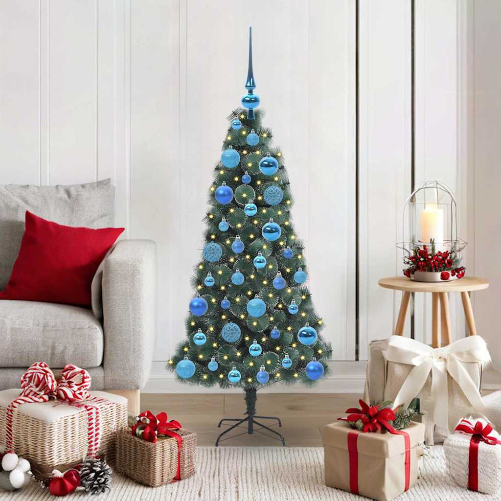 Künstlicher vorbeleuchteter Weihnachtsbaum mit Kugelset Grün
