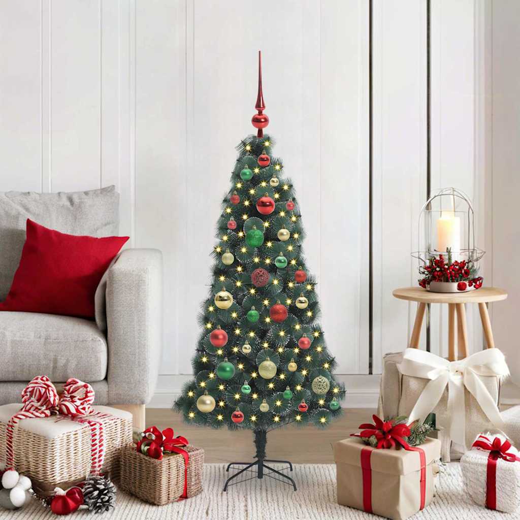 Künstlicher vorbeleuchteter Weihnachtsbaum mit Kugelset Grün