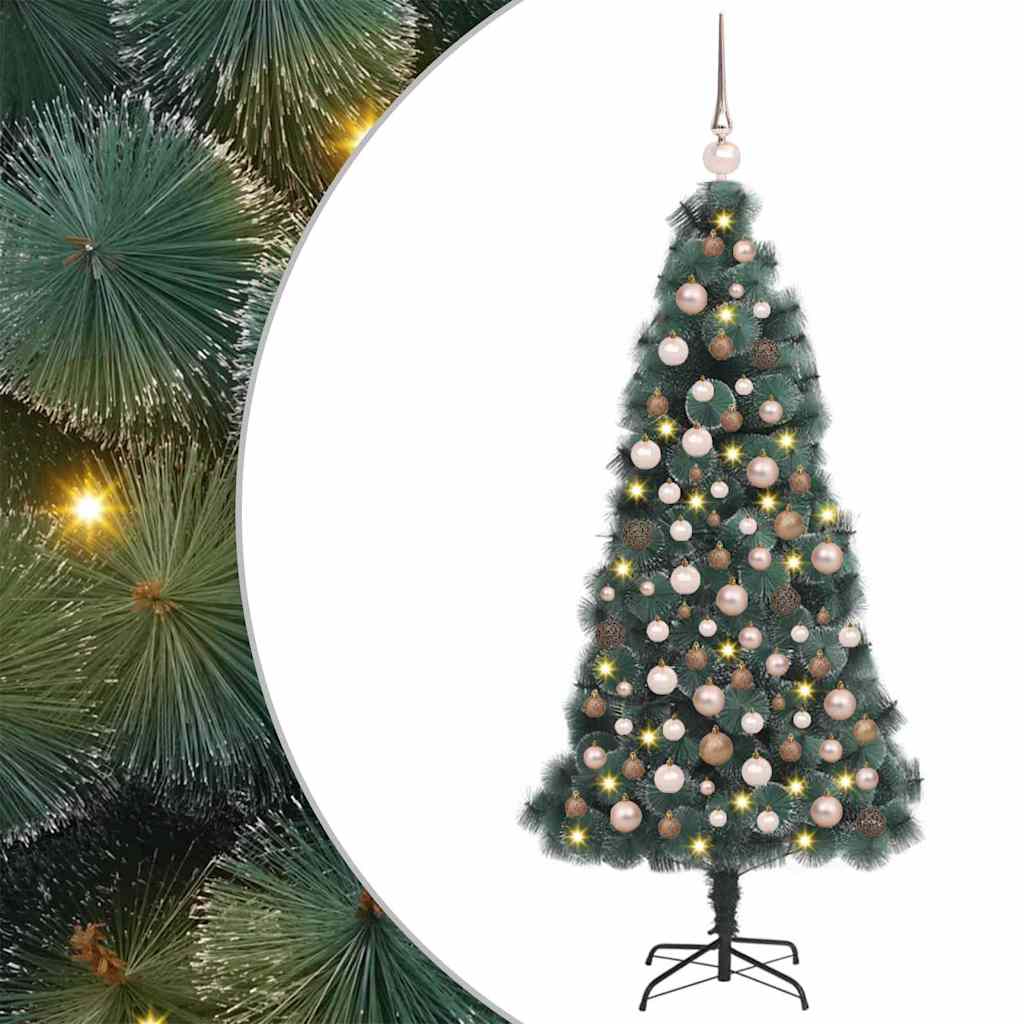 Künstlicher vorbeleuchteter Weihnachtsbaum mit Kugelset Grün