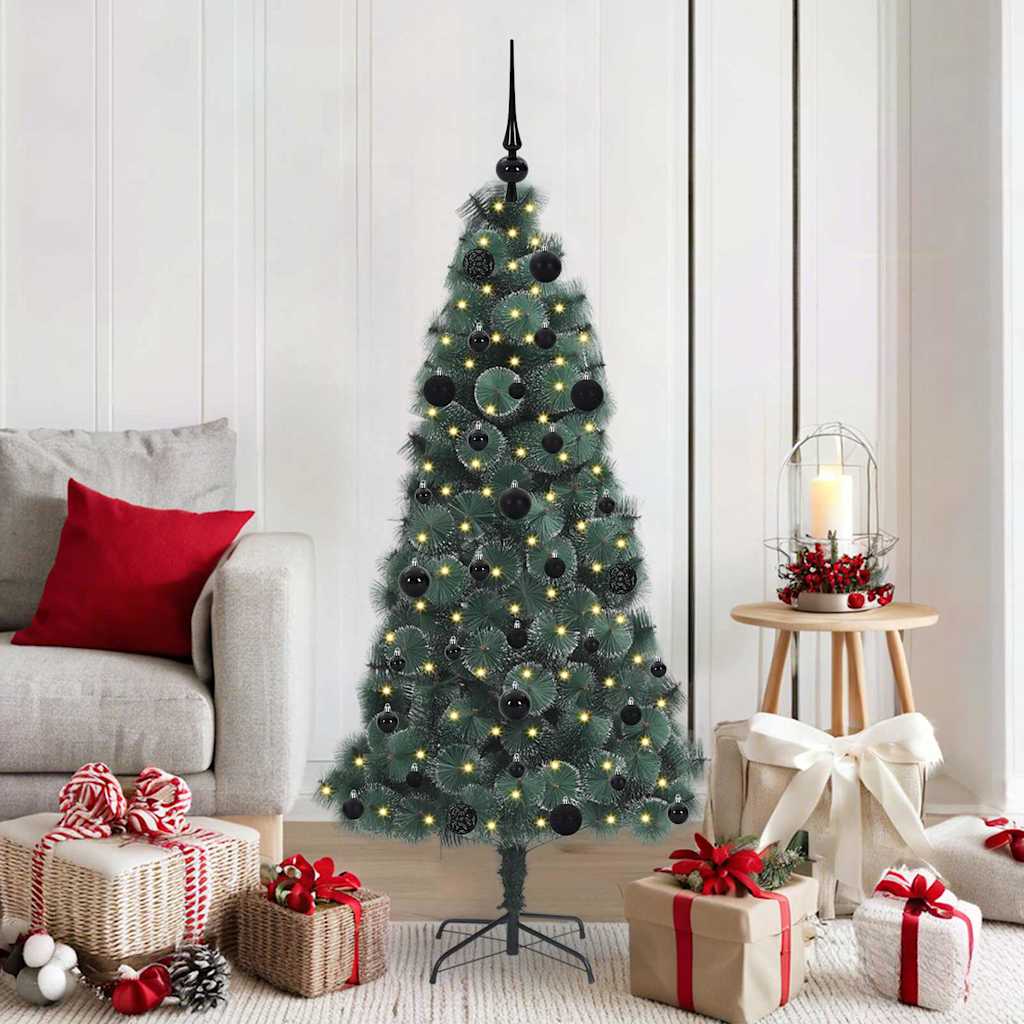 Künstlicher vorbeleuchteter Weihnachtsbaum mit Kugelset Grün
