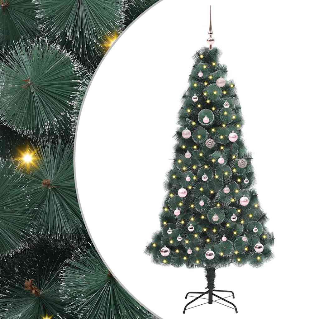 Künstlicher vorbeleuchteter Weihnachtsbaum mit Kugelset Grün