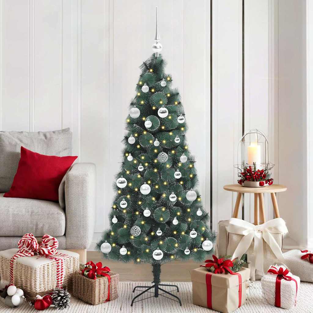 Künstlicher vorbeleuchteter Weihnachtsbaum mit Kugelset Grün