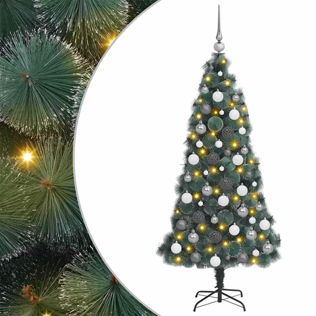 Künstlicher vorbeleuchteter Weihnachtsbaum mit Kugelset Grün