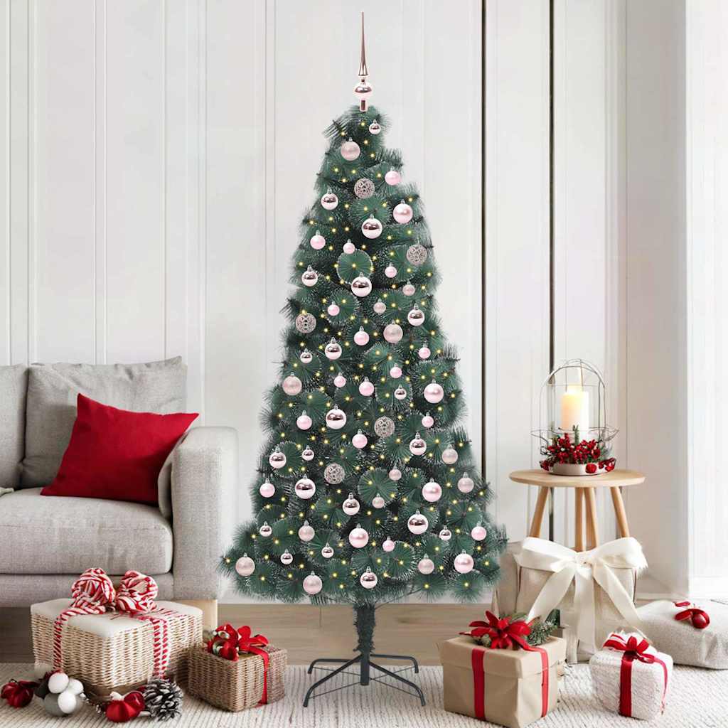 Künstlicher vorbeleuchteter Weihnachtsbaum mit Kugelset Grün