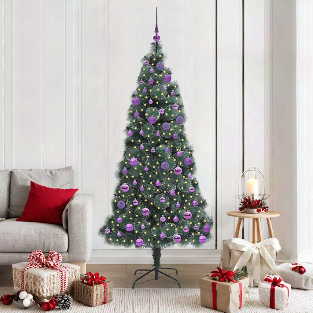 Künstlicher vorbeleuchteter Weihnachtsbaum mit Kugelset Grün