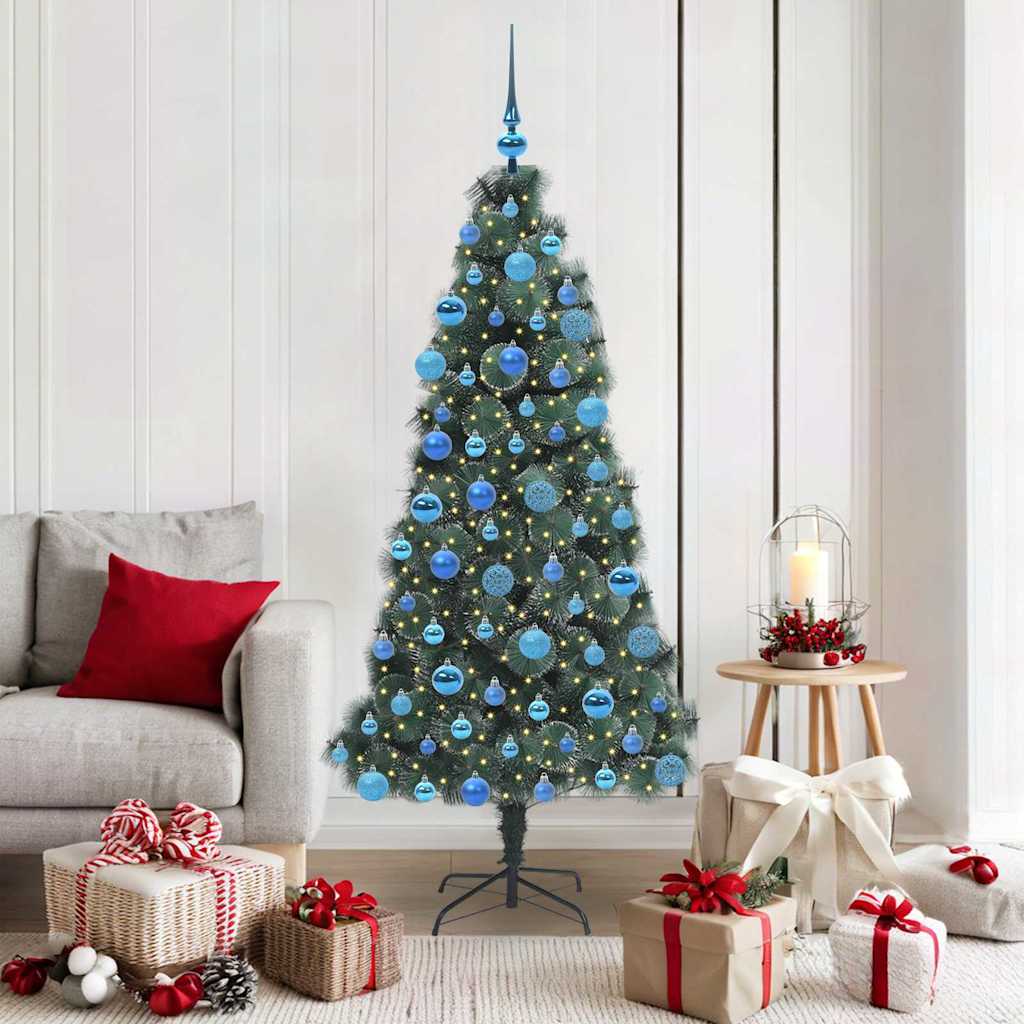 Künstlicher vorbeleuchteter Weihnachtsbaum mit Kugelset Grün