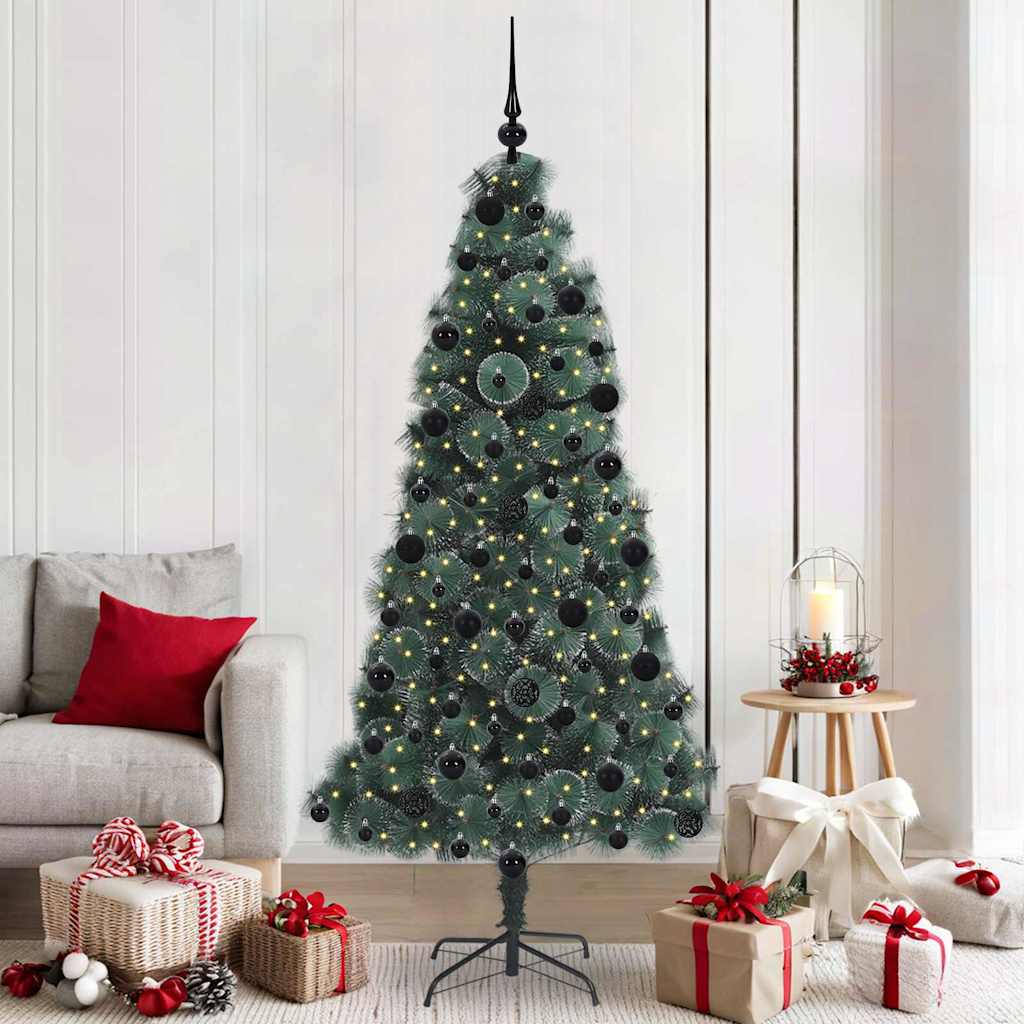 Künstlicher vorbeleuchteter Weihnachtsbaum mit Kugelset Grün