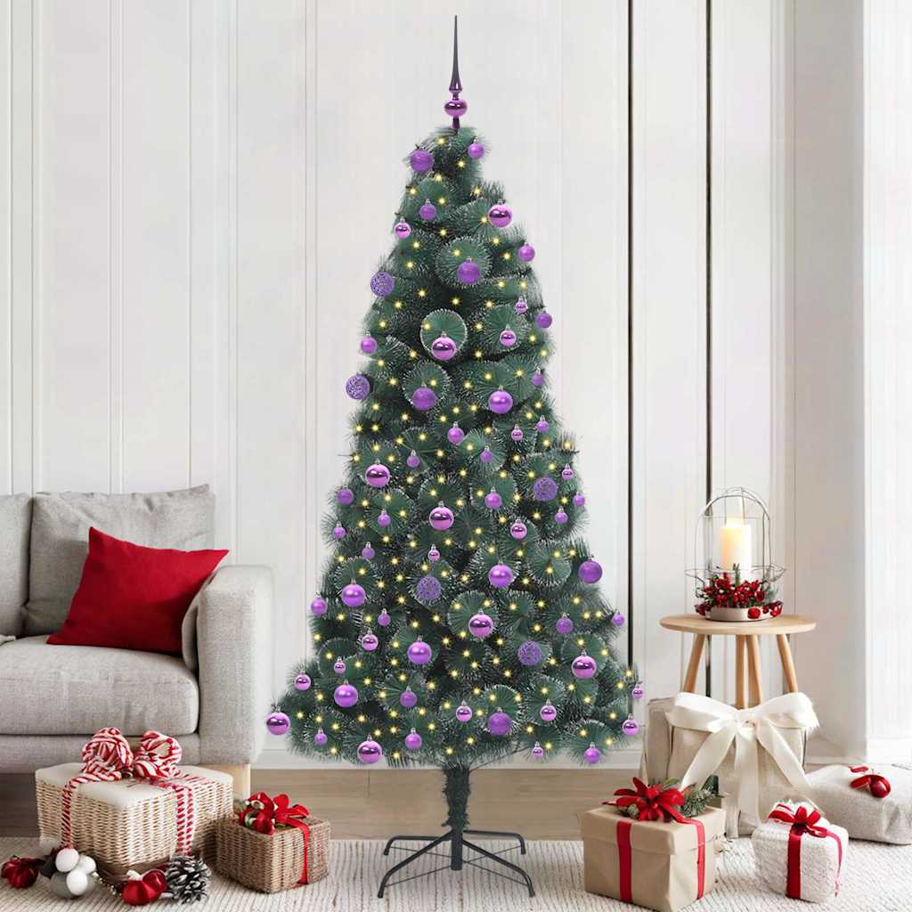 Künstlicher vorbeleuchteter Weihnachtsbaum mit Kugelset Grün