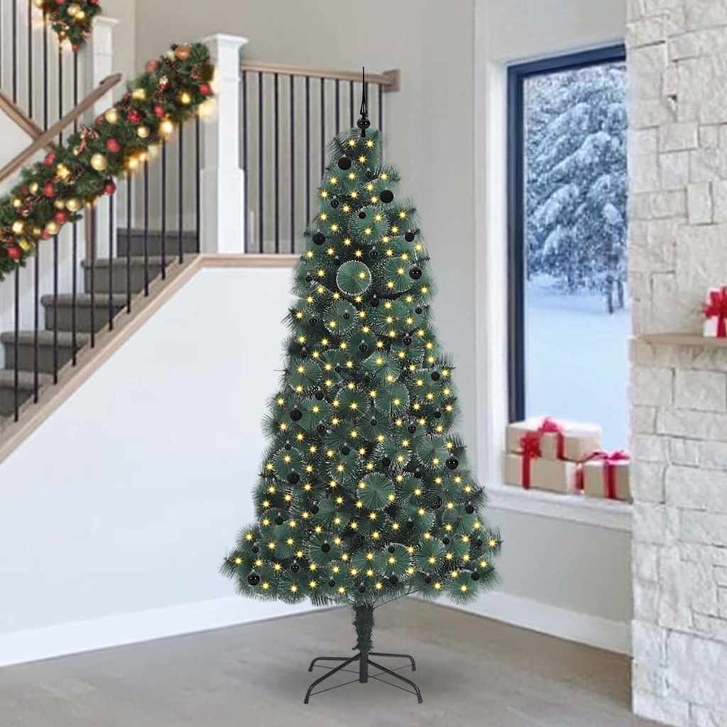 Künstlicher vorbeleuchteter Weihnachtsbaum mit Kugelset Grün