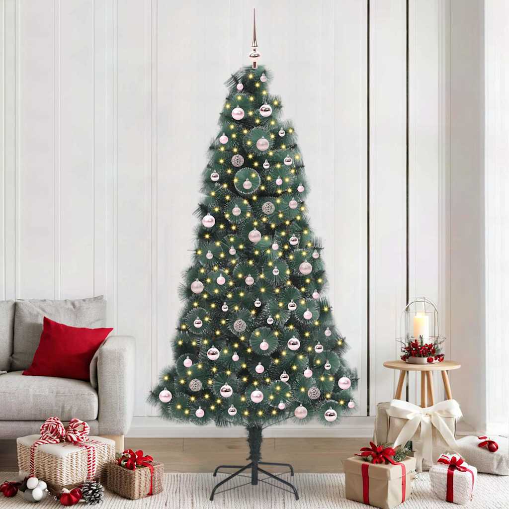 Künstlicher vorbeleuchteter Weihnachtsbaum mit Kugelset Grün
