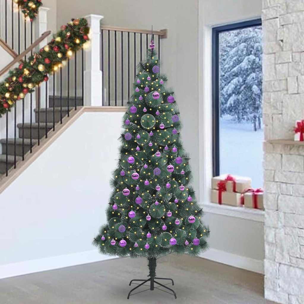 Künstlicher vorbeleuchteter Weihnachtsbaum mit Kugelset Grün