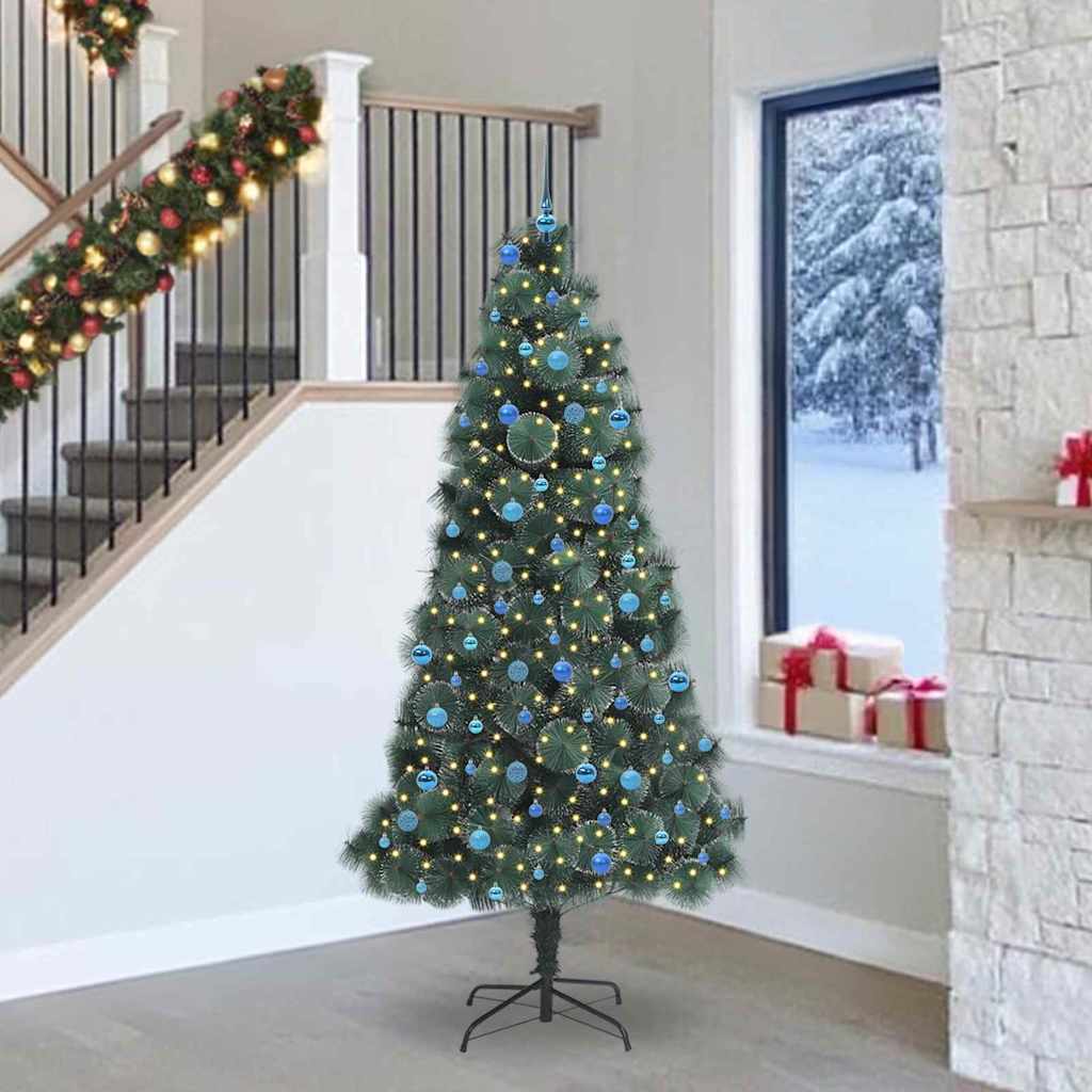 Künstlicher vorbeleuchteter Weihnachtsbaum mit Kugelset Grün