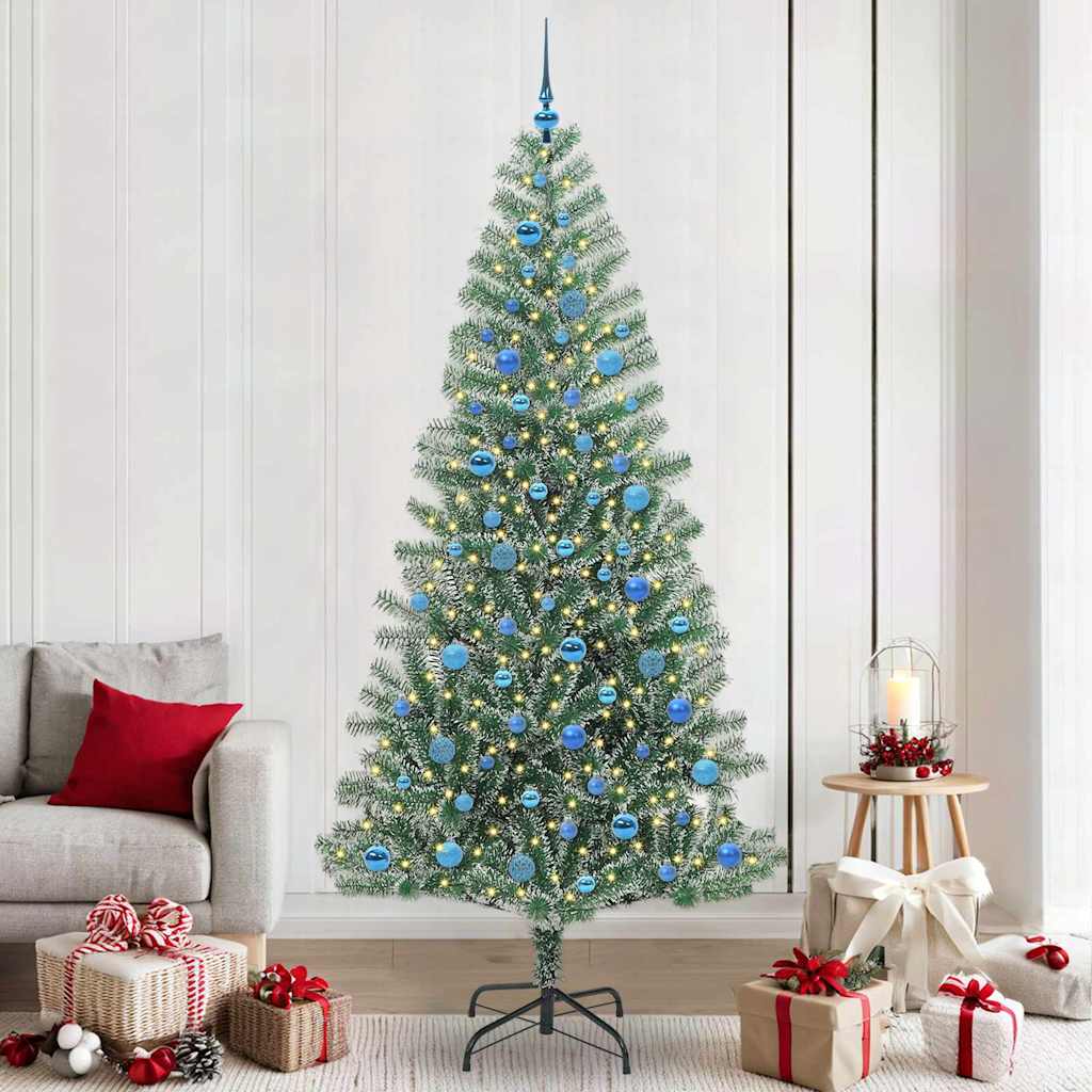 Künstlicher Weihnachtsbaum beschneit mit LED Licht 240 cm