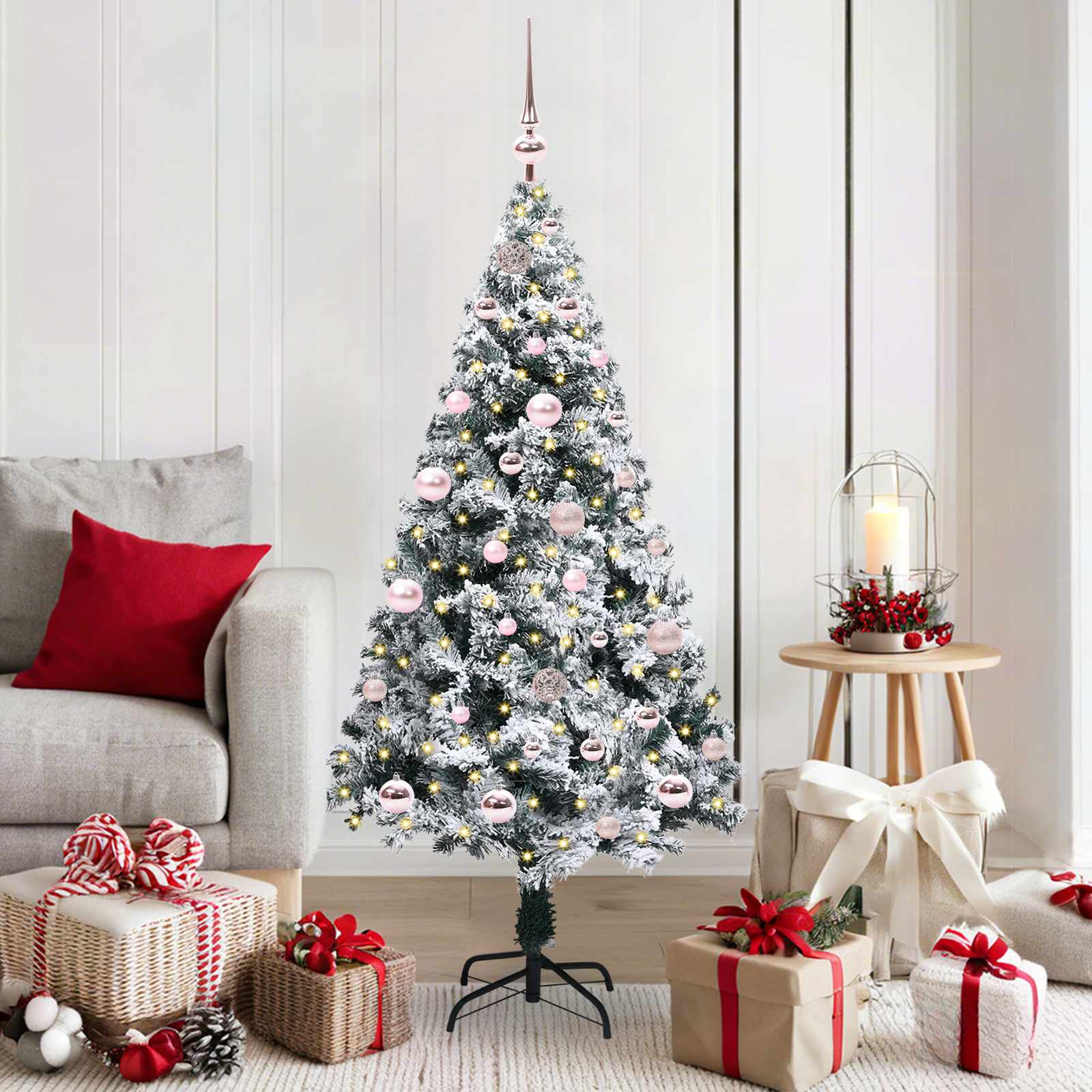 Künstlicher Weihnachtsbaum mit 150 LEDs mit Ständer Weiß 150 cm