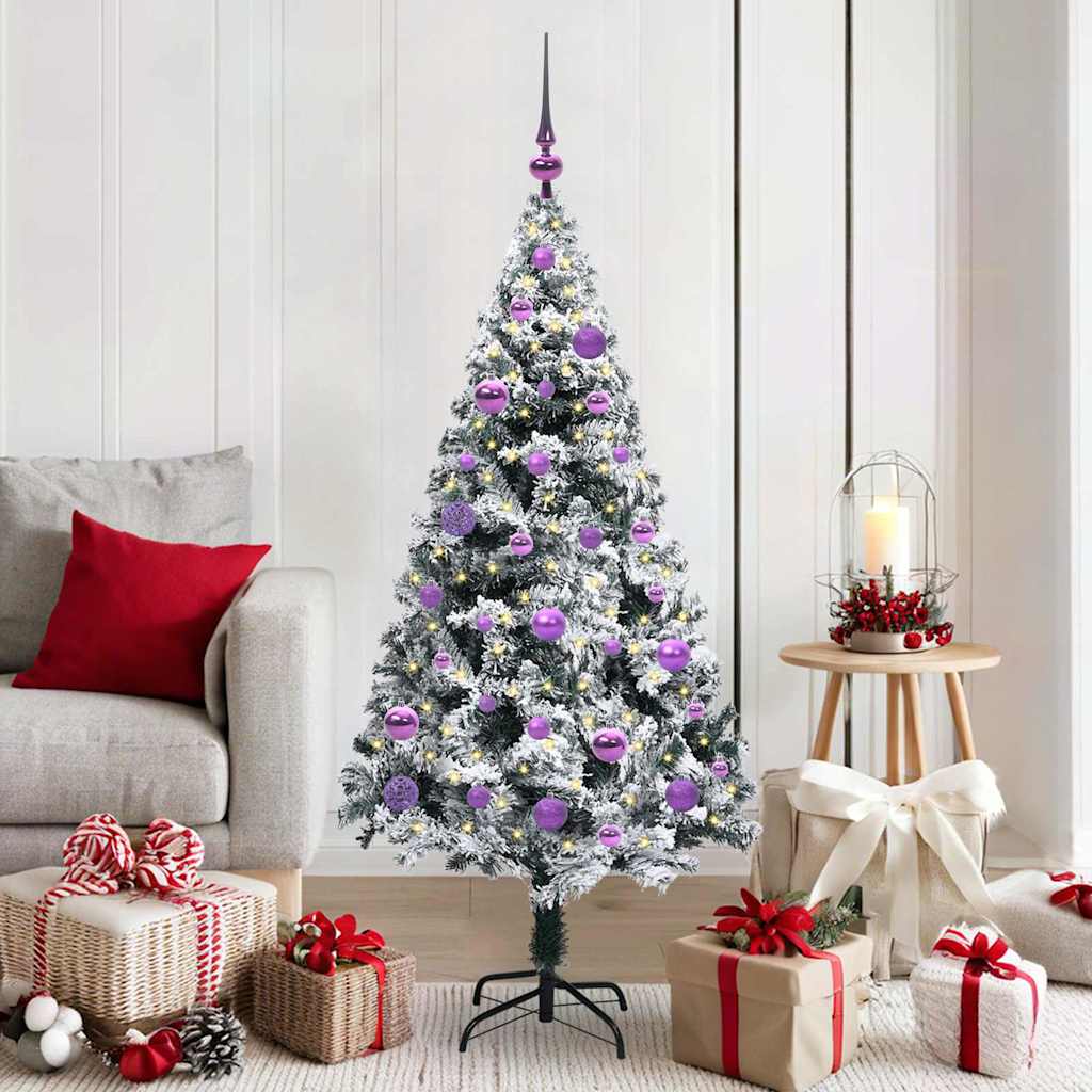 Künstlicher Weihnachtsbaum mit 150 LEDs mit Ständer Weiß 150 cm