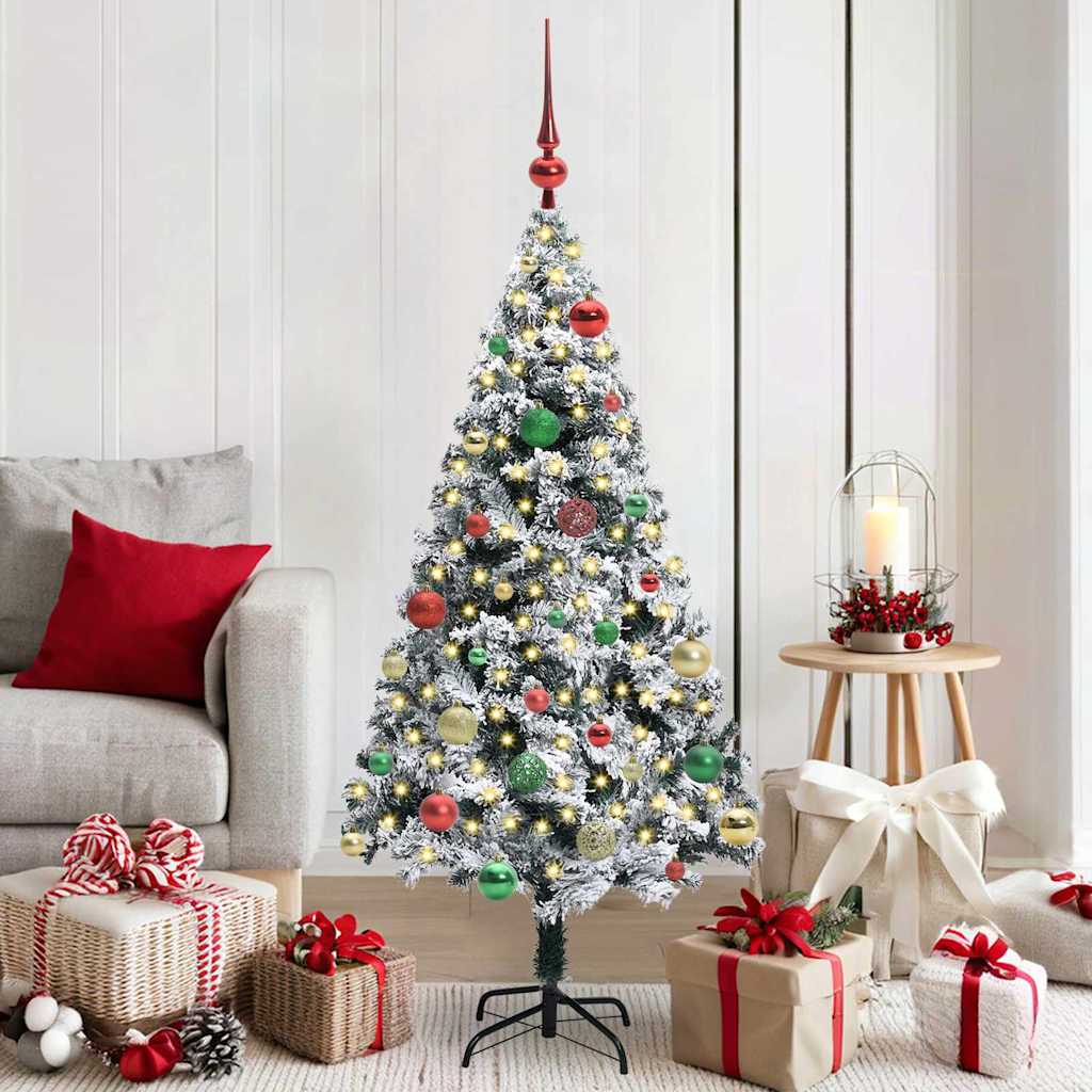 Künstlicher Weihnachtsbaum mit 150 LEDs mit Ständer Weiß 150 cm