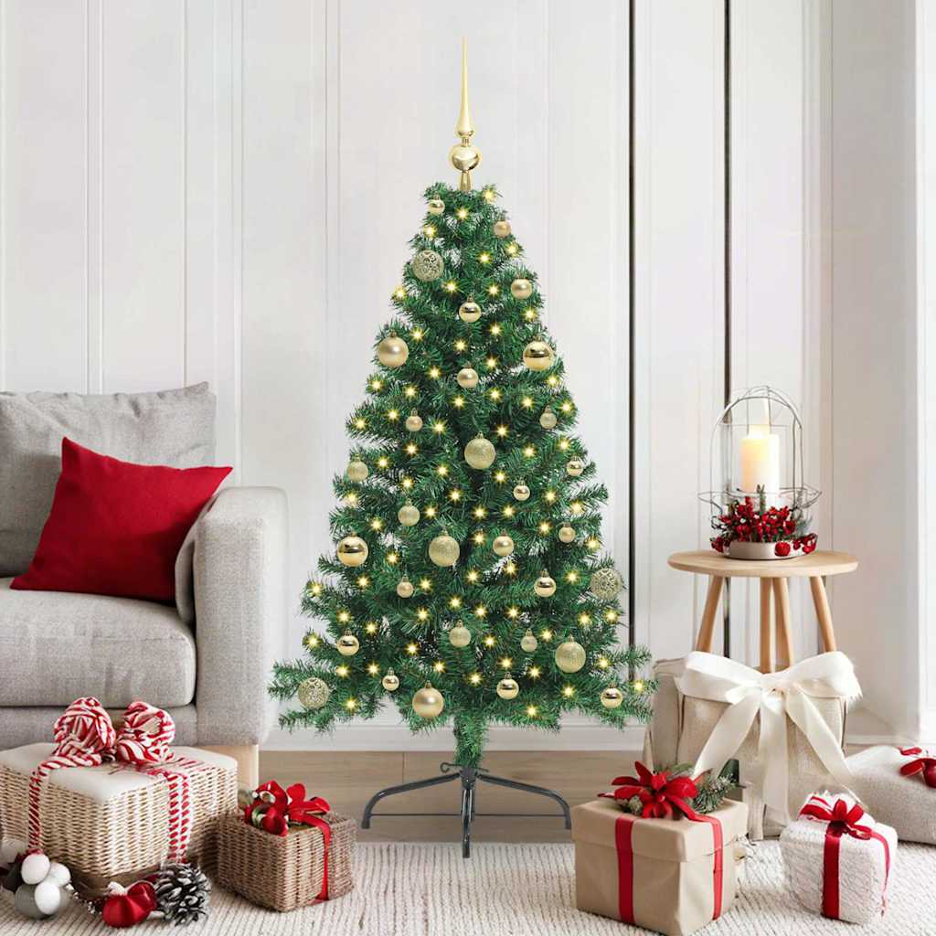 Künstlicher vorbeleuchteter Weihnachtsbaum Grün 150 cm PVC