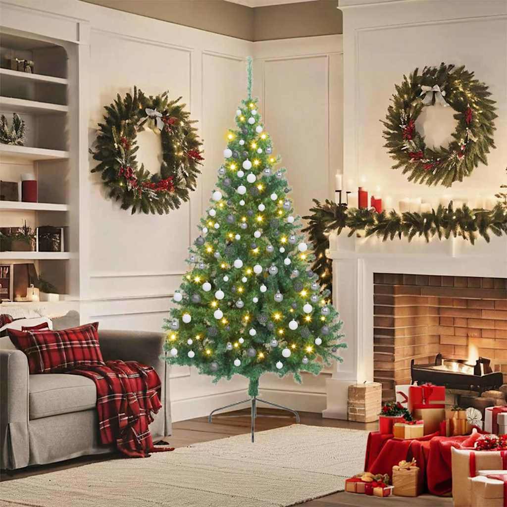 Künstlicher vorbeleuchteter Weihnachtsbaum Grün 180 cm PVC