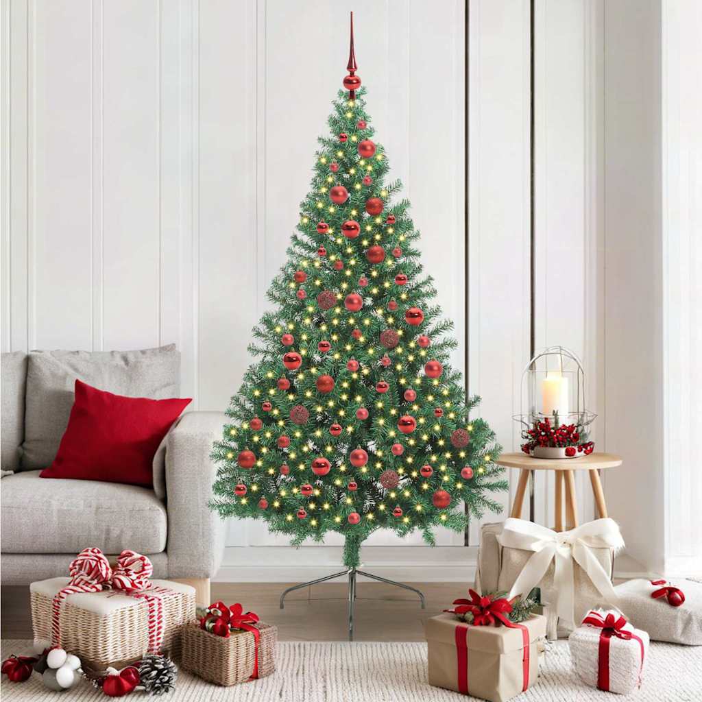 Künstlicher vorbeleuchteter Weihnachtsbaum Grün 180 cm PVC