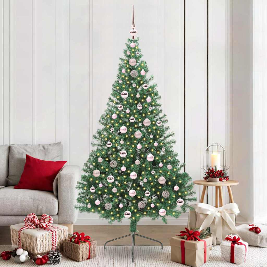 Künstlicher vorbeleuchteter Weihnachtsbaum Grün 210 cm PVC