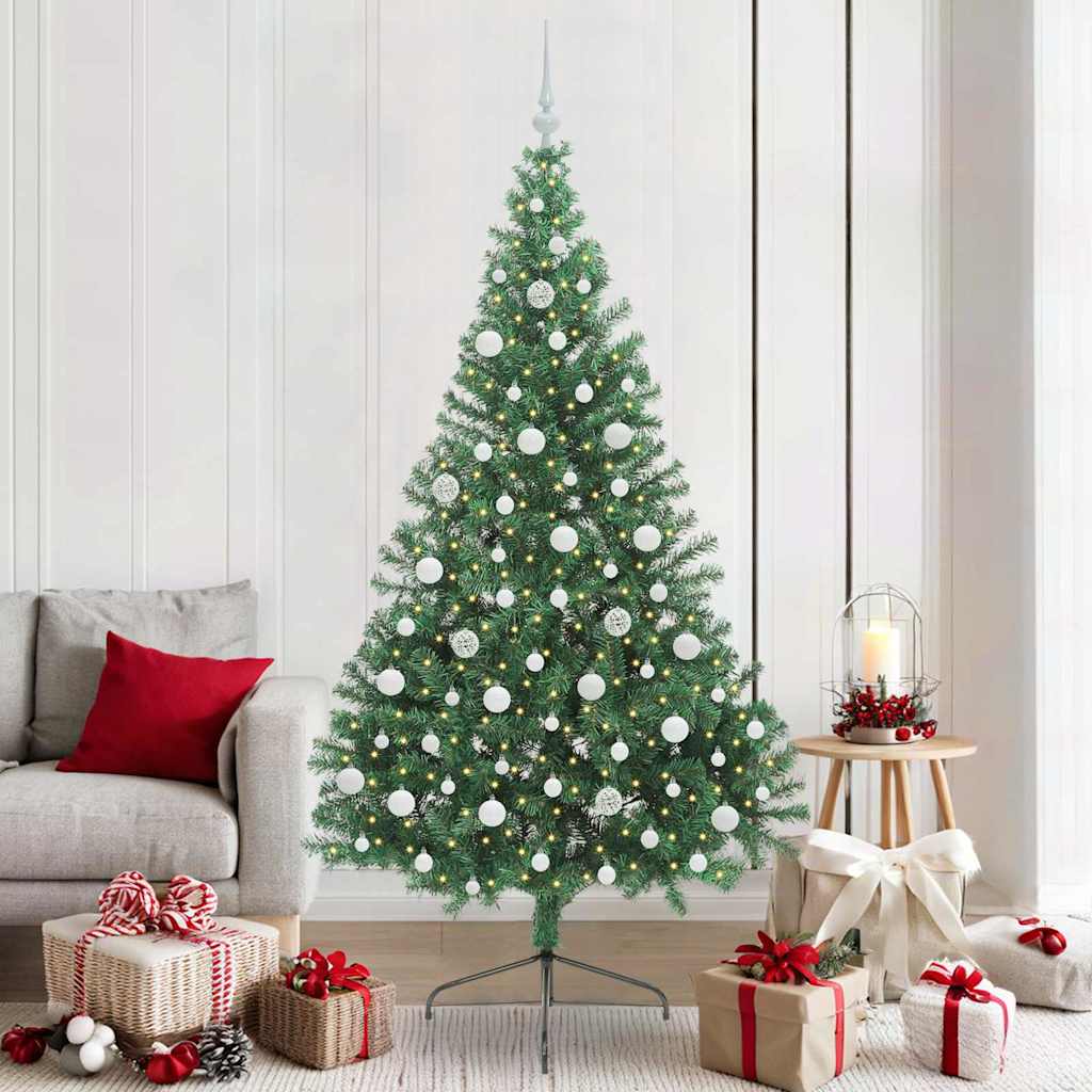 Künstlicher vorbeleuchteter Weihnachtsbaum Grün 210 cm PVC