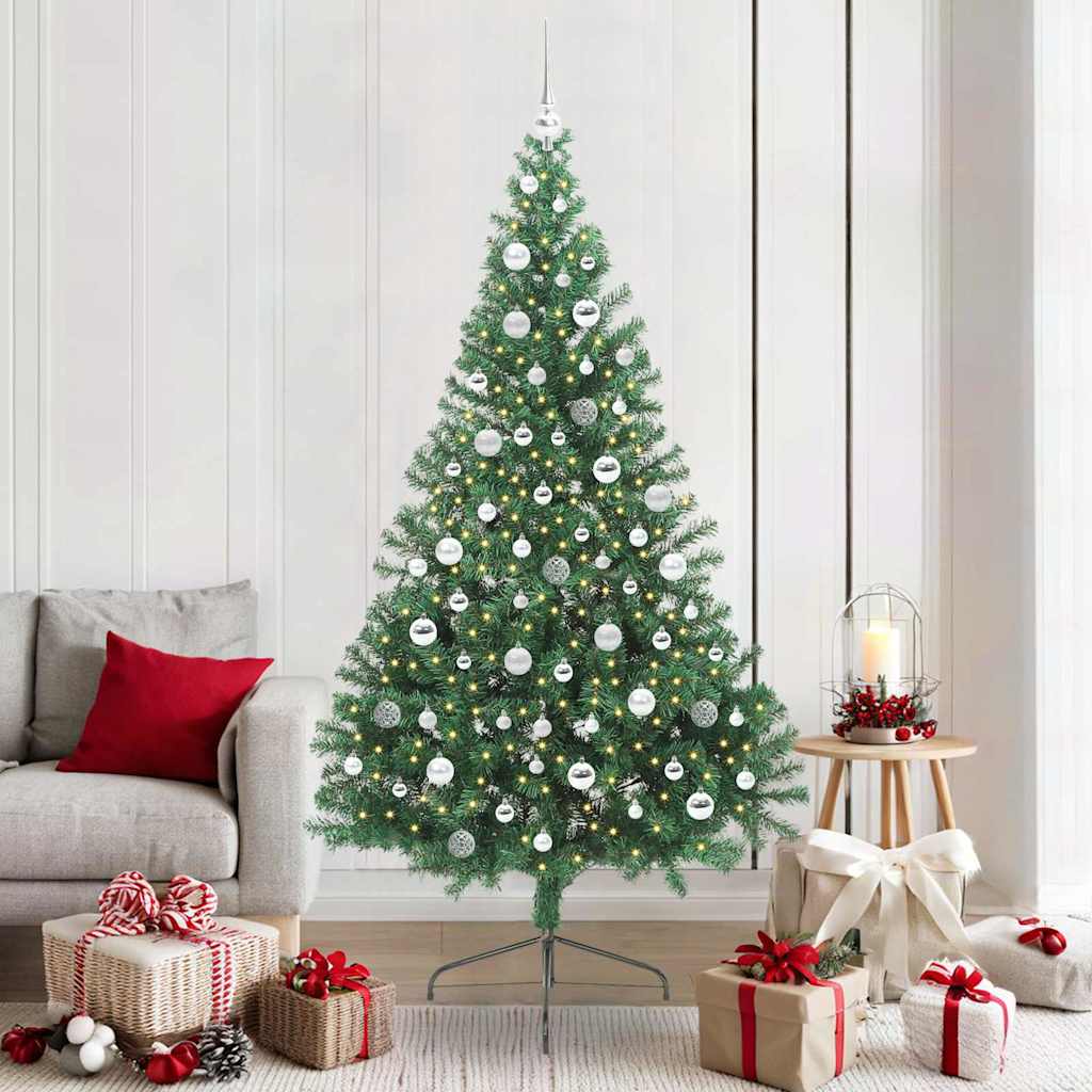 Künstlicher vorbeleuchteter Weihnachtsbaum Grün 210 cm PVC