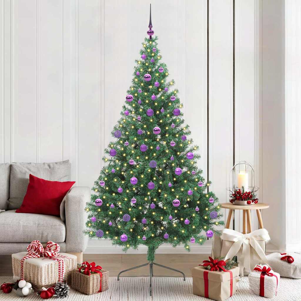 Künstlicher vorbeleuchteter Weihnachtsbaum Grün 210 cm PVC