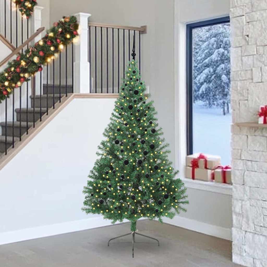 Künstlicher vorbeleuchteter Weihnachtsbaum Grün 240 cm PVC