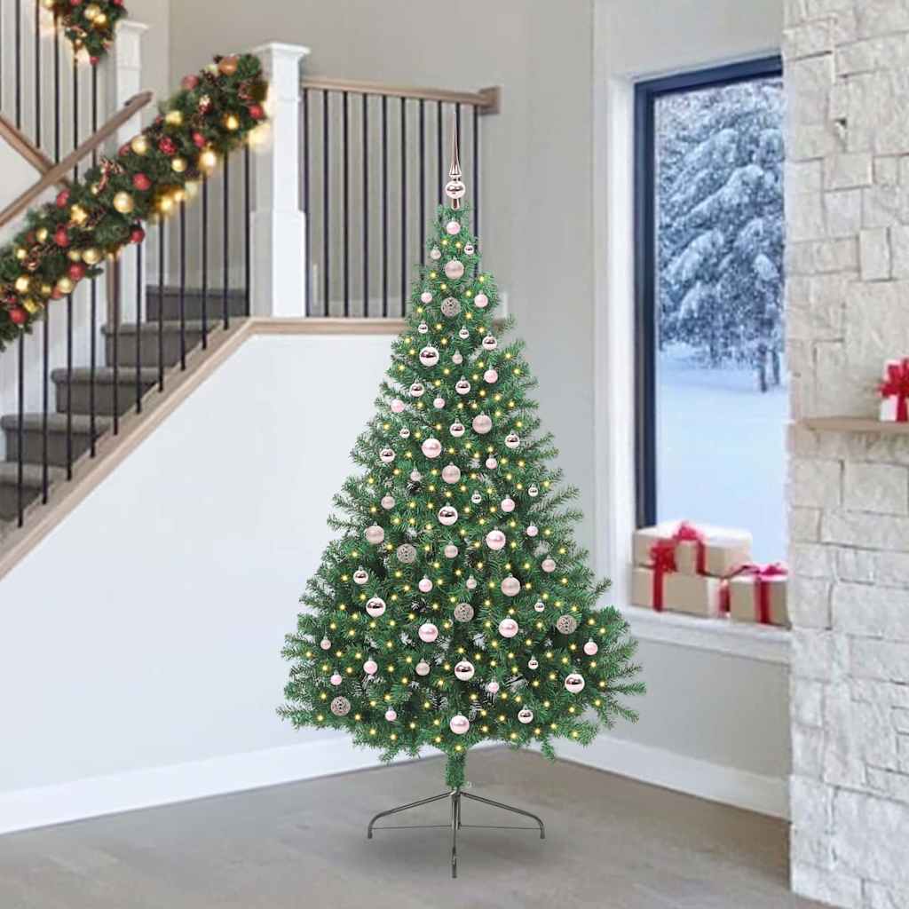 Künstlicher vorbeleuchteter Weihnachtsbaum Grün 240 cm PVC