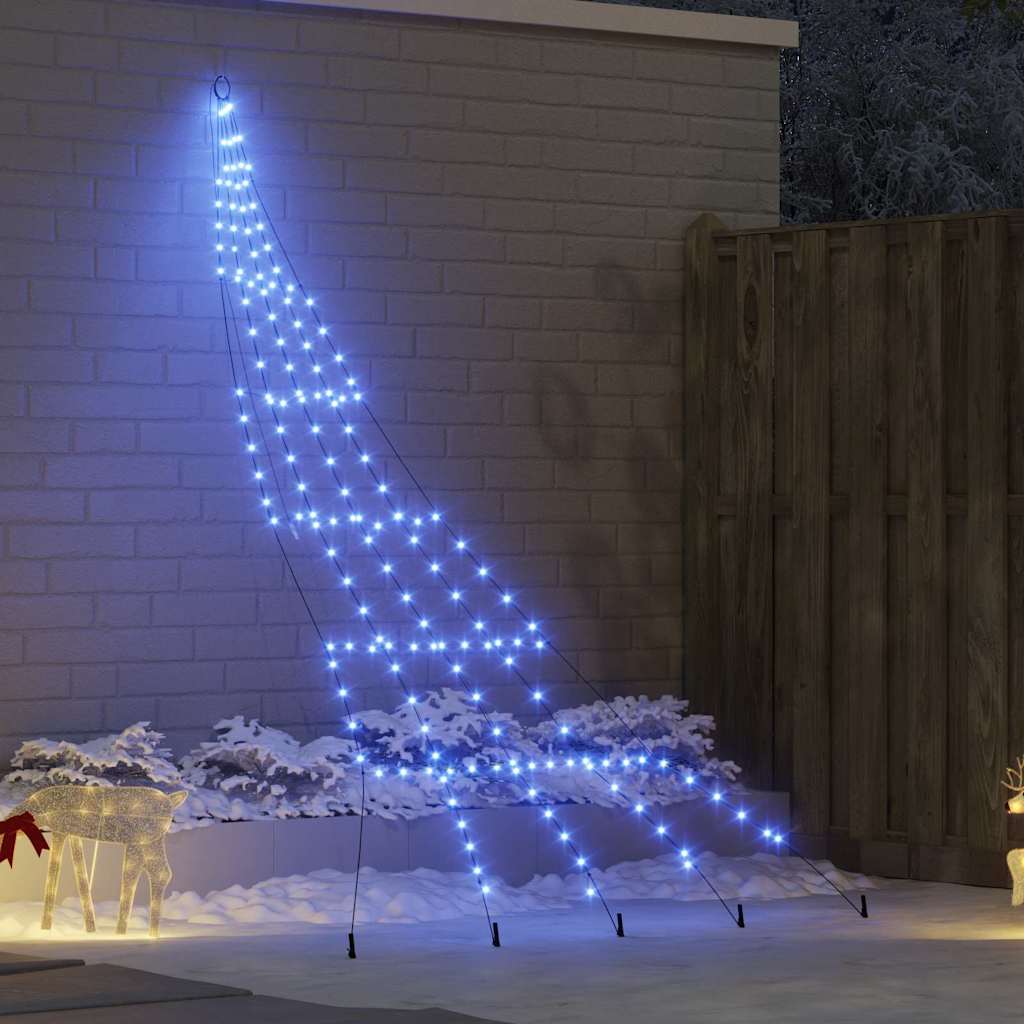 LED Weihnachtsbaum mit Erdspießen Blau 306 cm Metall