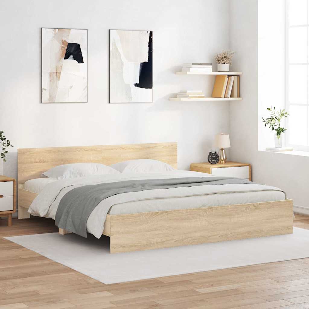 Bettgestell mit Kopfteil Sonoma 193 x 203 cm Holzwerkstoff