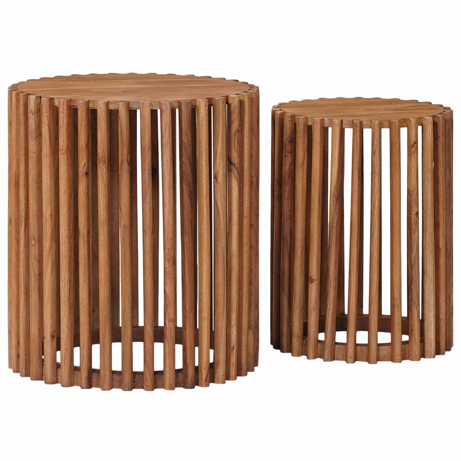 Handgefertigtes Beistelltisch-Set 2 stk. Teakbraun
