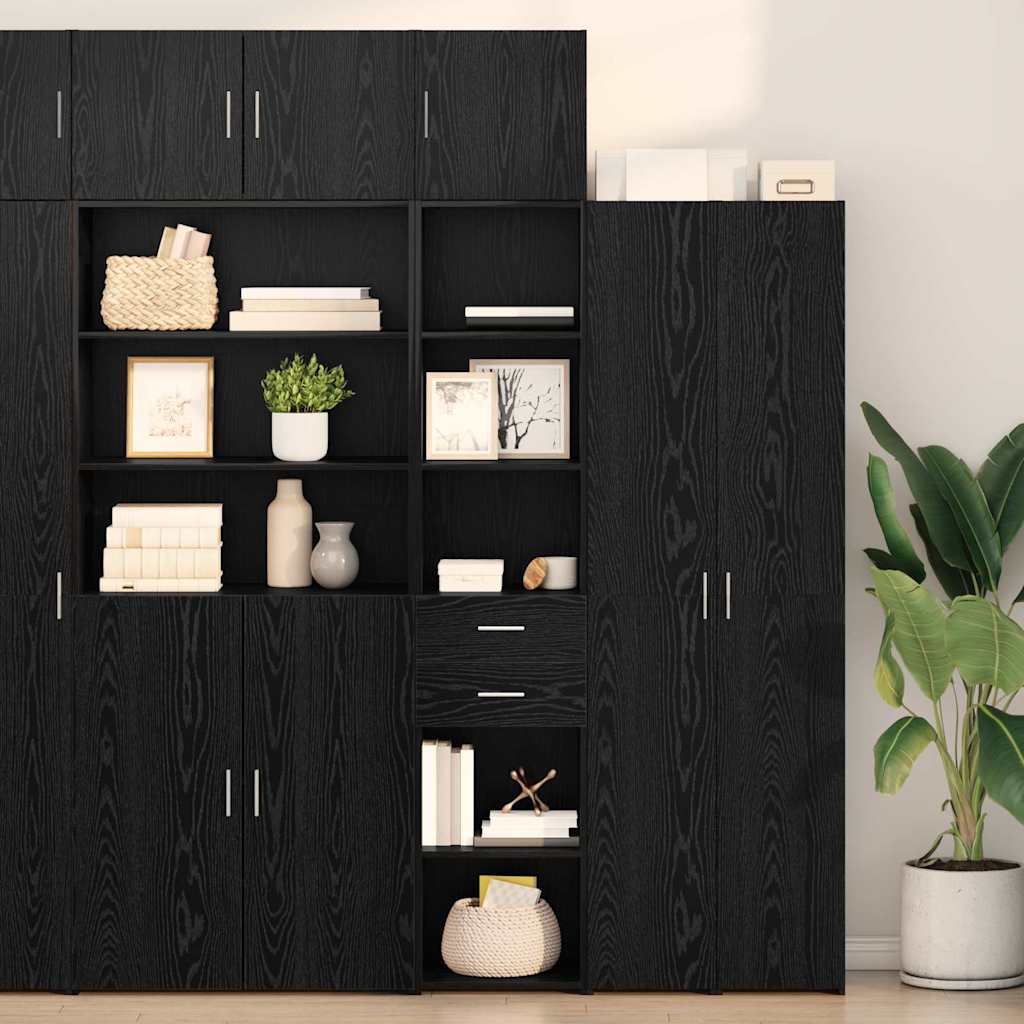 Highboard Schwarz Eichen-Optik 40 x 42,5 x 185 cm Holzwerkstoff