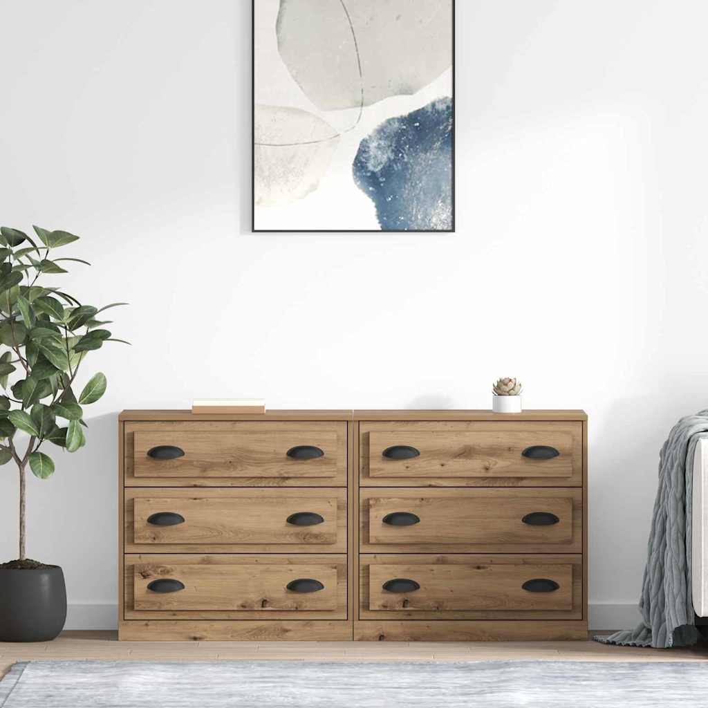 Sideboards 2 stk. Artisan-Eiche 70 x 35,5 x 67,5 cm