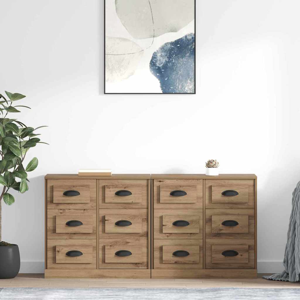 Sideboards 2 stk. Artisan-Eiche 70 x 35,5 x 67,5 cm