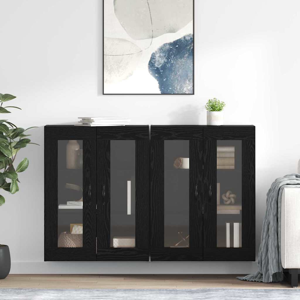 Wandschränke 2 stk. Schwarz Eichen-Optik 69,5 x 34 x 90 cm