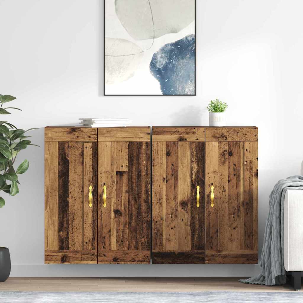 Wandmontierter Schrank 2 stk. Altholz 69,5 x 34 x 90 cm