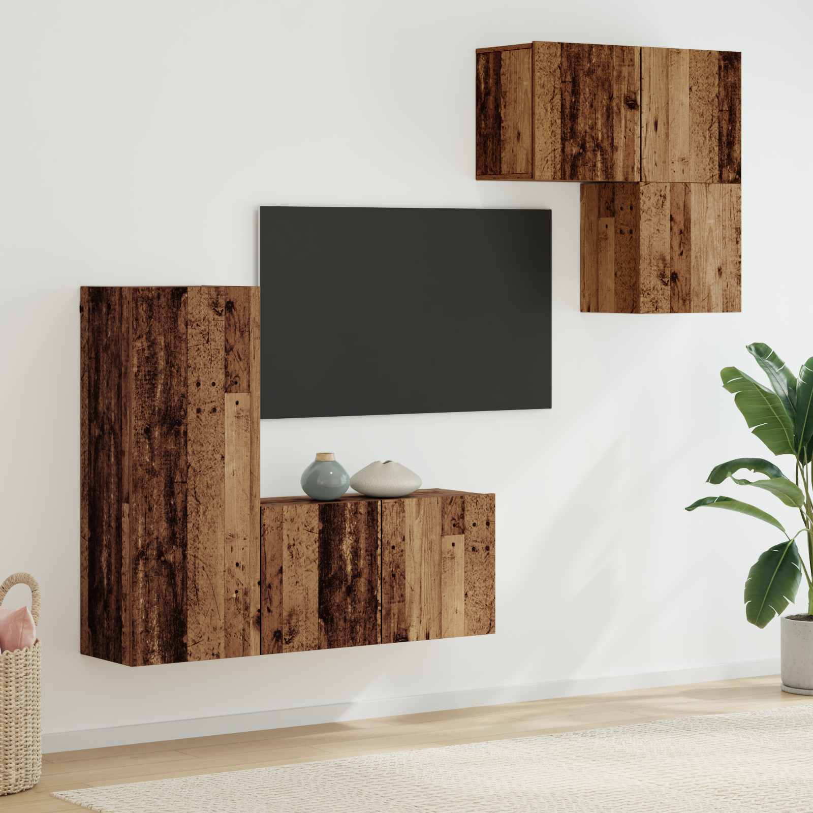 TV-Schränk 4 stk. Altholz Holzwerkstoff