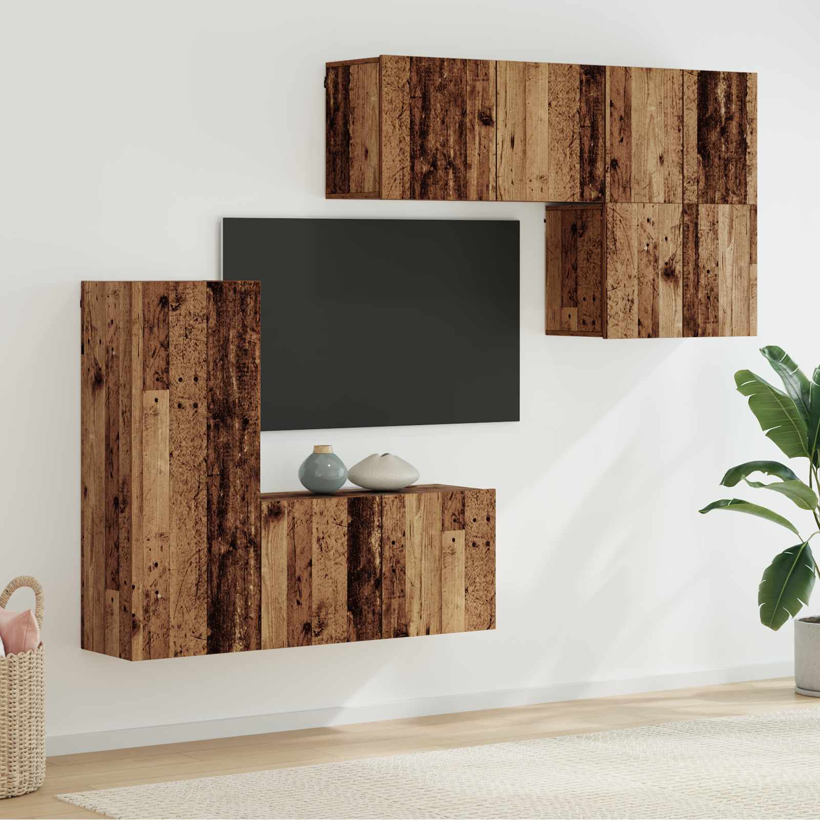 TV-Wandmöbel 5 stk. Altholz Holzwerkstoff