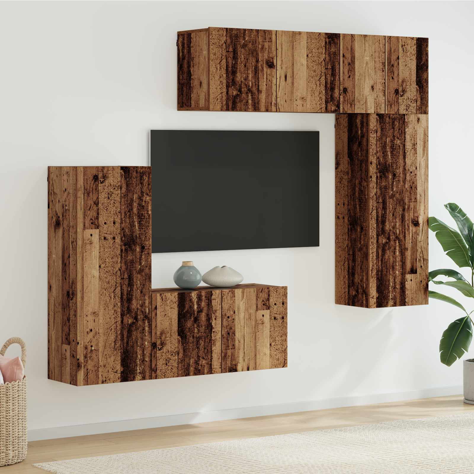 TV-Wandmöbel 5 stk. Altholz Holzwerkstoff