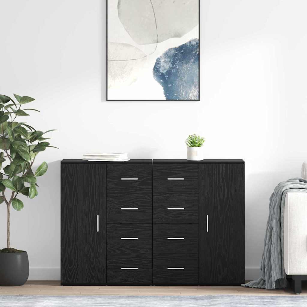 Sideboards CORONA 2 stk. Schwarz Eichen-Optik 59 x 39 x 80 cm