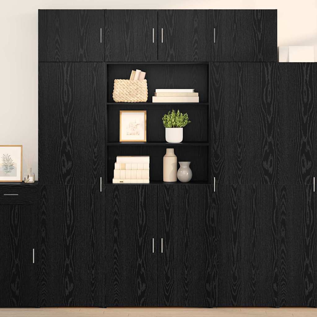 Aufbewahrungsschrank Schwarz Eichen-Optik 80 x 42,5 x 225 cm