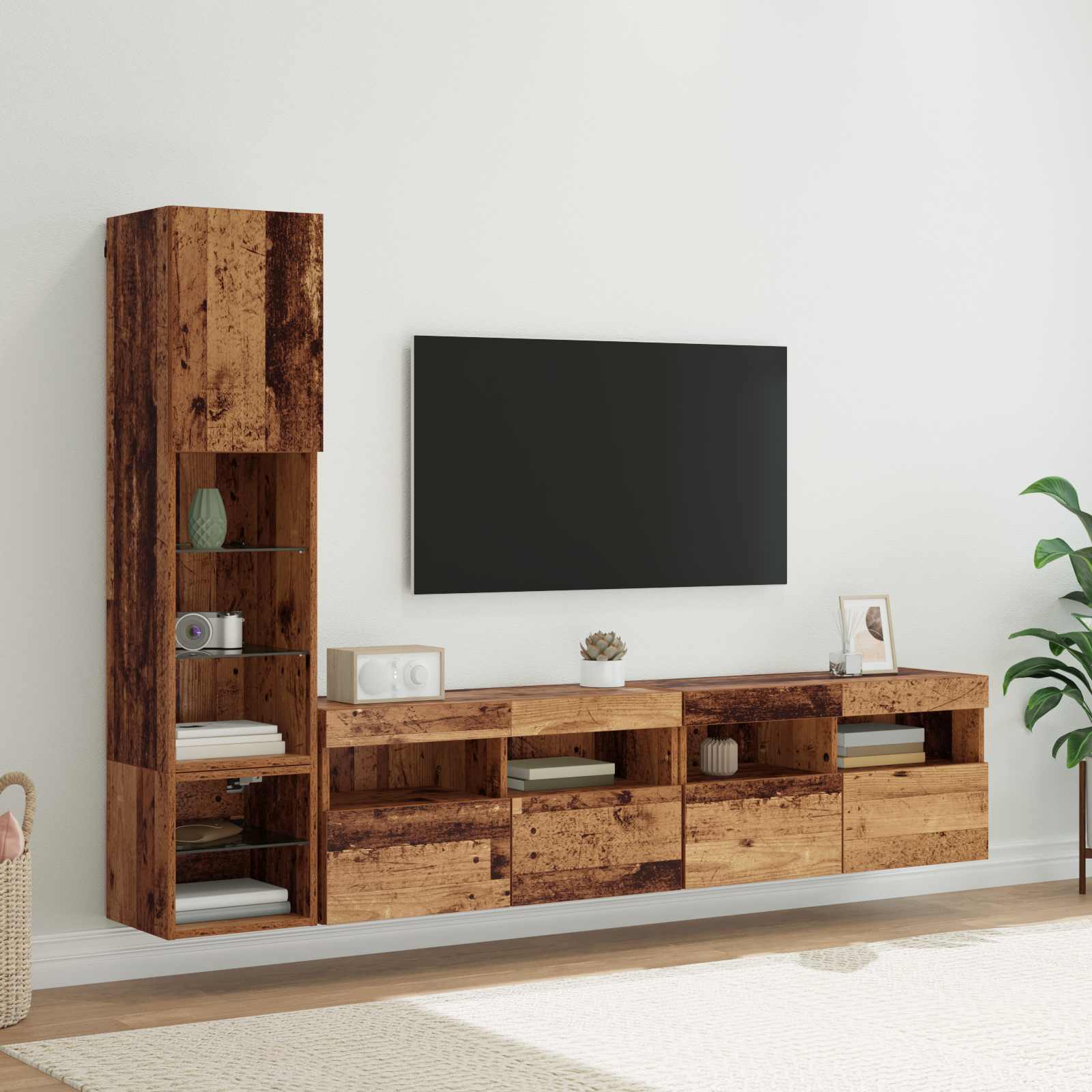 TV-Wandmöbel 4 stk. Altholz Holzwerkstoff