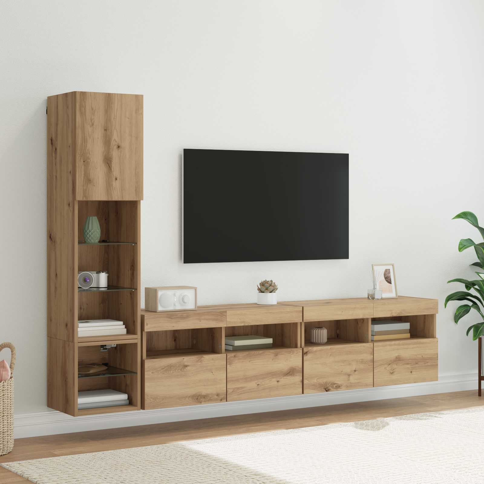 TV-Wandmöbel 4 stk. Artisan-Eiche Holzwerkstoff