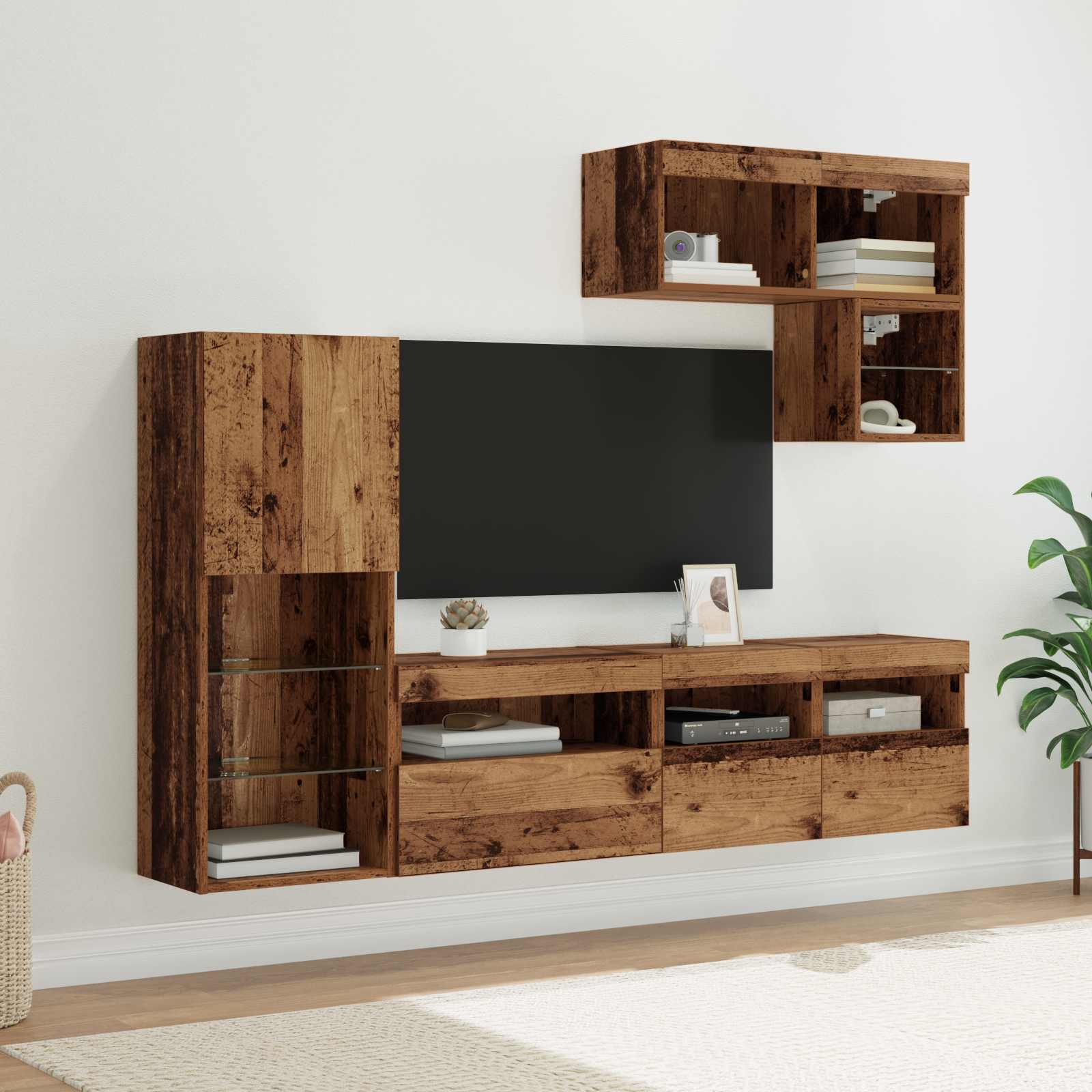 TV-Wandgeräte 6 stk. Altholz Holzwerkstoff
