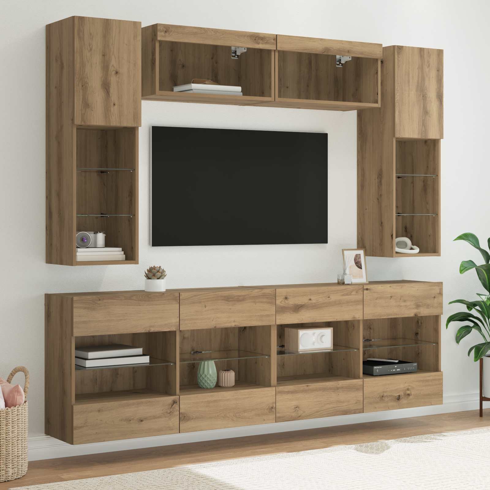 TV-Wandregal-Set 6 stk. Artisan-Eiche Holzwerkstoff