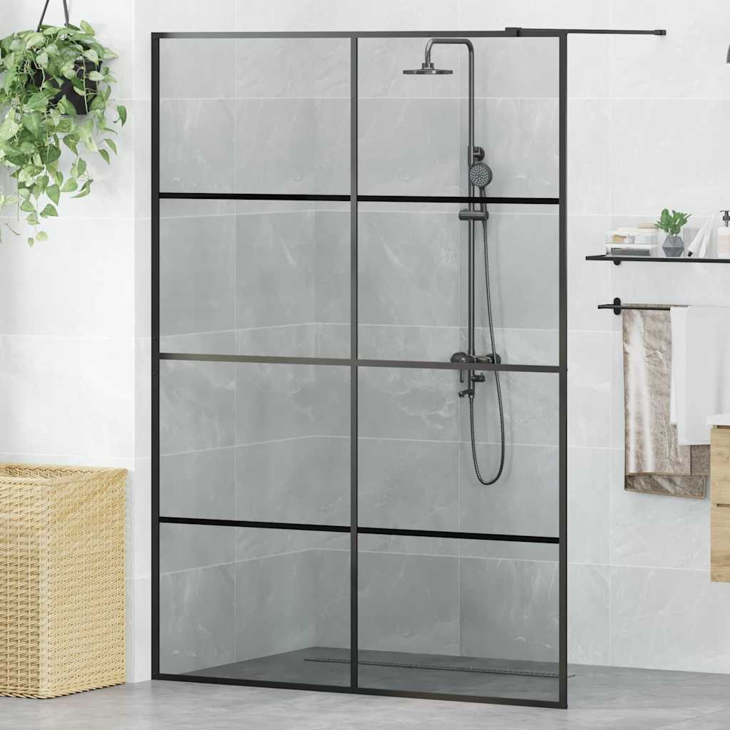 Walk-in Duschwand Schwarz 140 x 195 cm Gehärtetes Glas