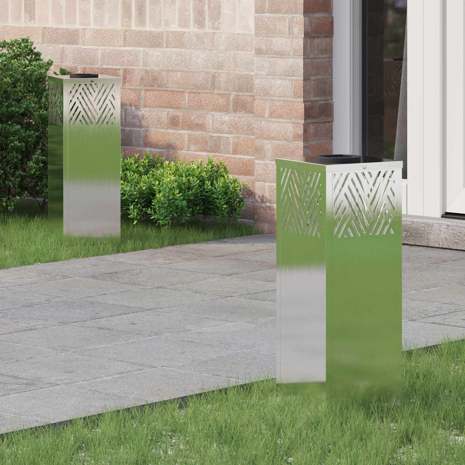 Solar LED Weg Licht 2 stk. Warmes Weiß 18 x 18 x 50 cm