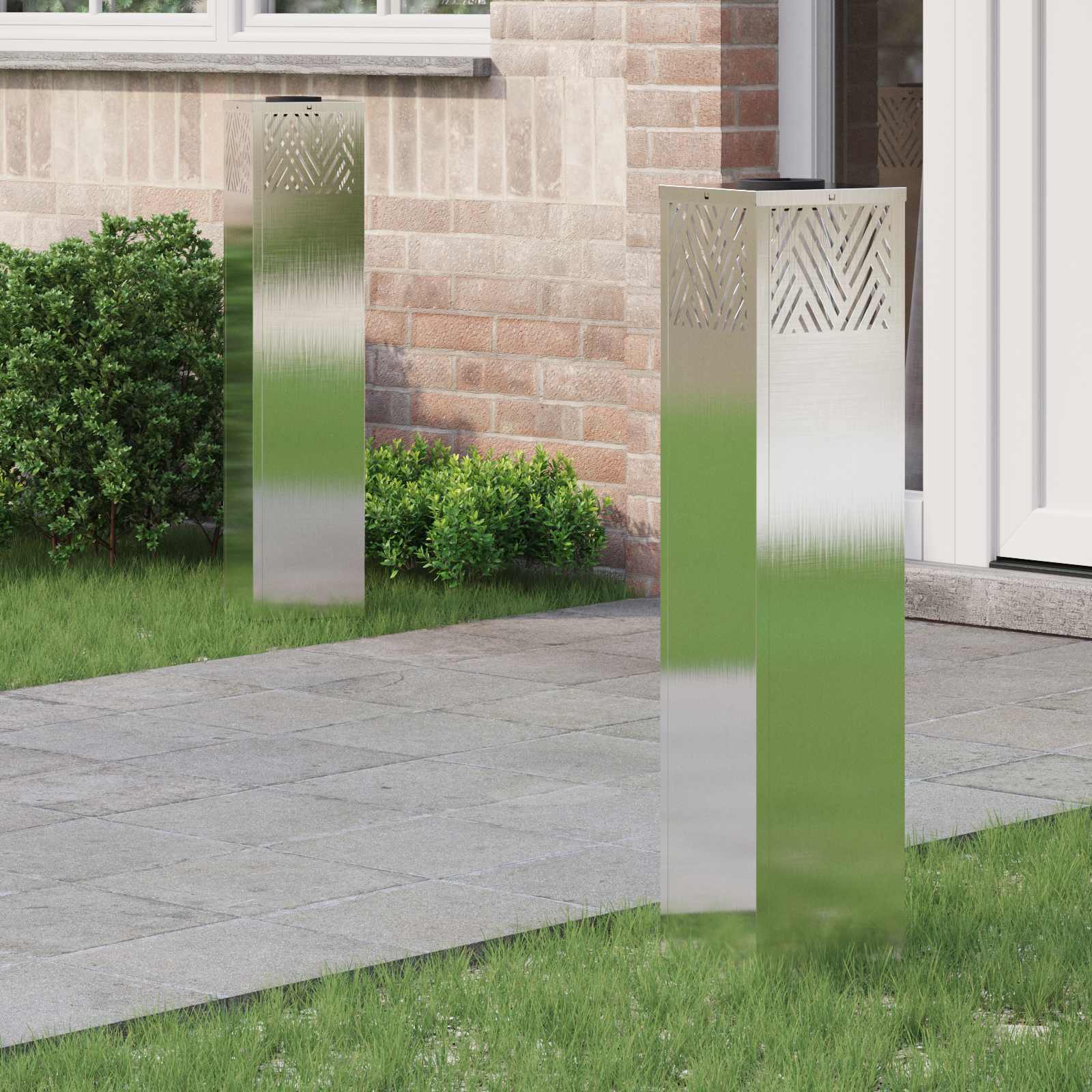 Solar LED Weg Licht 2 stk. Warmes Weiß 18 x 18 x 80 cm